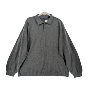 IZOD Henley Sweater XL Gray Mens Collared Long Sleeve Button‎ Up Winter Everyday